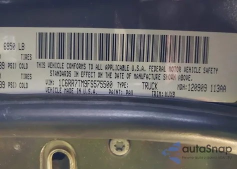 2015 Ram 1500 Outdoorsman from USA, damaged, VIN 1C6RR7TM9FS575500